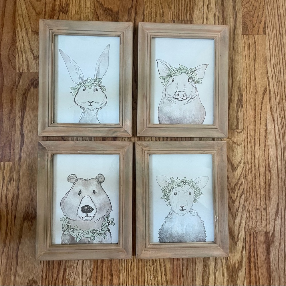 Set of 4 nursery animal art prints